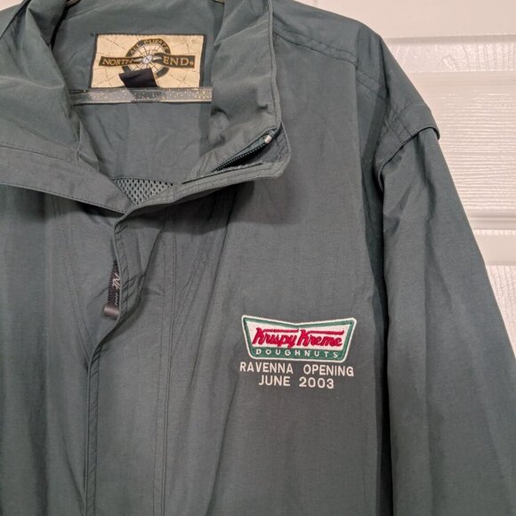 Krispy Kreme Donuts Employee Jacket Size Large Green All Climate Wear Full Zip - Picture 2 of 14